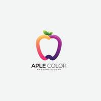 plantilla de diseño de color degradado de logotipo de línea de manzana vector