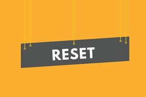 reset text Button. reset Sign Icon Label Sticker Web Buttons vector