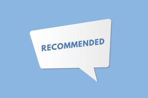 recommended text Button. recommended Sign Icon Label Sticker Web Buttons vector