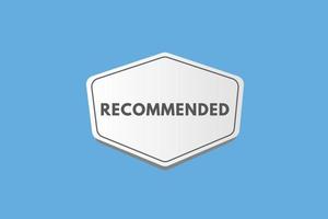 recommended text Button. recommended Sign Icon Label Sticker Web Buttons vector