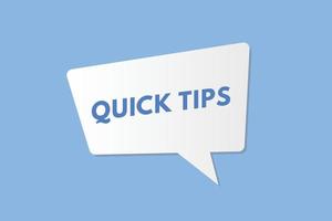 botón de texto de consejos rápidos. consejos rápidos signo icono etiqueta adhesivo web botones vector