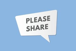 please share text Button. please share Sign Icon Label Sticker Web Buttons vector