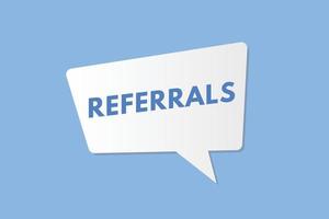 referrals text Button. referrals Sign Icon Label Sticker Web Buttons vector