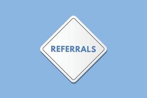 referrals text Button. referrals Sign Icon Label Sticker Web Buttons vector