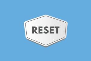 reset text Button. reset Sign Icon Label Sticker Web Buttons vector
