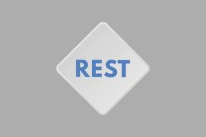 rest text Button. rest Sign Icon Label Sticker Web Buttons vector