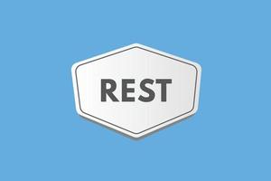 rest text Button. rest Sign Icon Label Sticker Web Buttons vector
