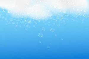 Bath foam isolated on a blue background. Shampoo bubbles texture.Shampoo and bath lather vector illustration.