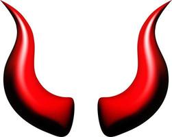 Set of red demon or devil horns.Halloween and carnival symbol.Evil monster attributes collection.Vector realistic illustration isolated on white background. vector