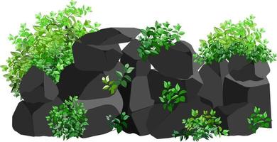 A set of black charcoal of various shapes and plants.Collection of pieces of coal, graphite, basalt and anthracite. The concept of mining and ore in a mine.Rock fragments,boulders. vector