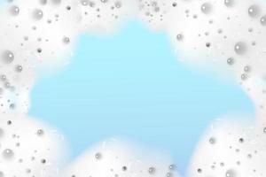 Bath foam isolated on a blue background. Shampoo bubbles texture.Shampoo and bath lather vector illustration.