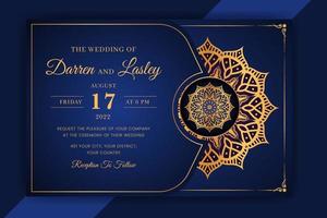 plantilla de tarjeta de invitación de boda de mandala de lujo con patrón de fondo islámico árabe vector