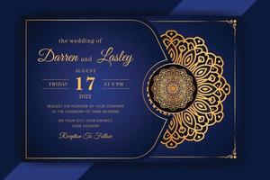 Luxury Mandala Wedding Invitation Card template with pattern Arabic Islamic background vector