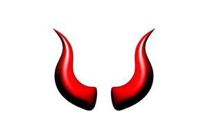 Set of red demon or devil horns.Halloween and carnival symbol.Evil monster attributes collection.Vector realistic illustration isolated on white background. vector
