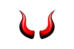 Set of red demon or devil horns.Halloween and carnival symbol.Evil monster attributes collection.Vector realistic illustration isolated on white background. vector