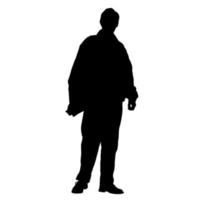 Vector silhouettes of men. Standing man shape. Black color on isolated white background. Graphic illustration.