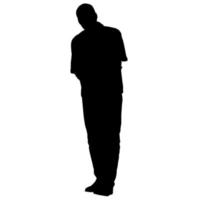 Vector silhouettes of men. Standing man shape. Black color on isolated white background. Graphic illustration.