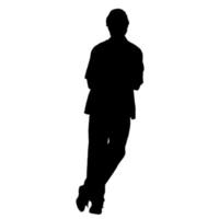 Vector silhouettes of men. Standing man shape. Black color on isolated white background. Graphic illustration.