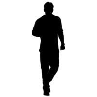 Vector silhouettes of men. Standing man shape. Black color on isolated white background. Graphic illustration.