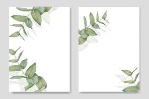 plantilla de tarjeta de invitación de boda de acuarela de eucalipto vector
