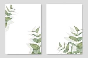 Eucalyptus Watercolor Wedding Invitation Card Template vector