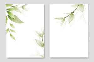 hermosa plantilla de tarjeta de invitación de boda de hoja verde vector