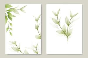 Beautiful Green Leaf Wedding Invitation Card Template vector