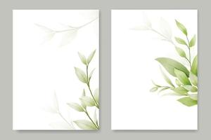 Beautiful Green Leaf Wedding Invitation Card Template vector