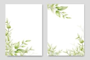 tarjeta de invitación de boda con acuarela de hojas verdes