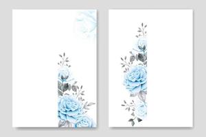 plantilla de tarjeta de invitación de boda floral azul marino vector