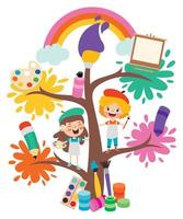 Art Concept With Kids On Tree vector