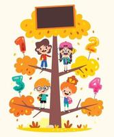 Education Tree With Cartoon Kids vector