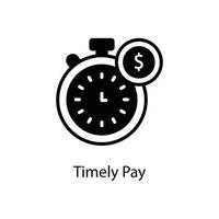 Timely Pay Vector outline Business and Finanace   Style Icon. EPS 10
