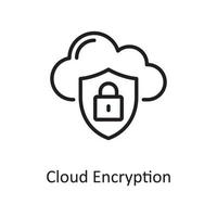 Cloud Encryption outline icon Design illustration. Web Hosting And cloud Services Symbol on White backgroung EPS 10 File vector