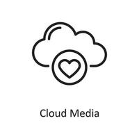 ilustración de diseño de icono de contorno de medios de nube. símbolo de alojamiento web y servicios en la nube en el archivo eps 10 de fondo blanco vector