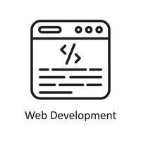 ilustración de diseño de icono de esquema de desarrollo web. símbolo de alojamiento web y servicios en la nube en el archivo eps 10 de fondo blanco vector