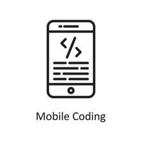 Mobile Coding outline icon Design illustration. Web Hosting And cloud Services Symbol on White backgroung EPS 10 File vector