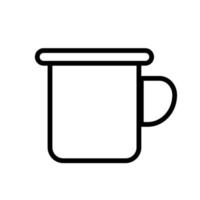 línea de icono de taza de peltre aislada sobre fondo blanco. icono negro plano y delgado en el estilo de contorno moderno. símbolo lineal y trazo editable. ilustración de vector de trazo simple y perfecto de píxeles