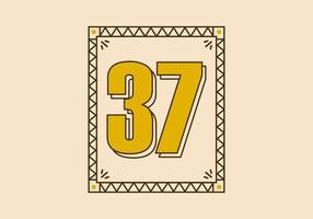 Vintage rectangle frame with number 37 on it vector