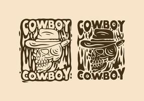 Vintage illustration drawing of cowboy skull vector