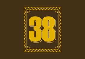 Number 38 in retro rectangle frame vector