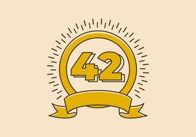 insignia de círculo amarillo vintage con el número 42 en él vector