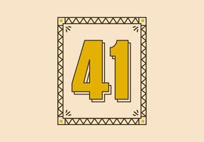 Vintage rectangle frame with number 41 on it vector