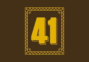 Number 41 in retro rectangle frame vector