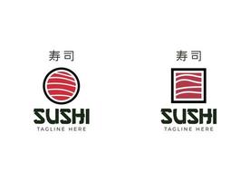 Sushi logo template. Japanese traditional cuisine vector