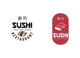 Sushi logo template. Japanese traditional cuisine vector