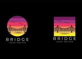 puente logo vector icono ilustración línea contorno monoline