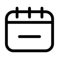 Calendar minus icon line isolated on white background. Black flat thin icon on modern outline style. Linear symbol and editable stroke. Simple and pixel perfect stroke vector illustration