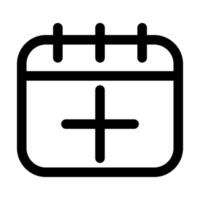 Calendar add icon line isolated on white background. Black flat thin icon on modern outline style. Linear symbol and editable stroke. Simple and pixel perfect stroke vector illustration