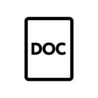 Doc file icon line isolated on white background. Black flat thin icon on modern outline style. Linear symbol and editable stroke. Simple and pixel perfect stroke vector illustration.